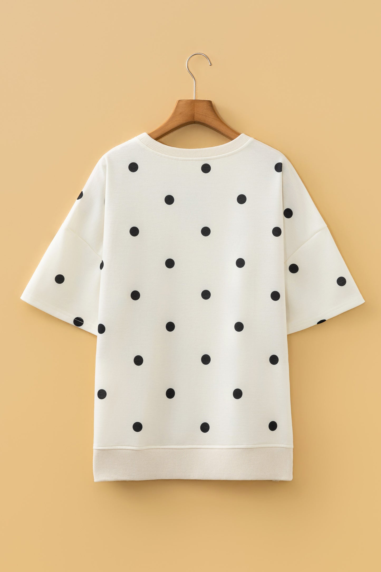 Yellow Polka Dot Print Crossed Seam Detail Oversize Tee