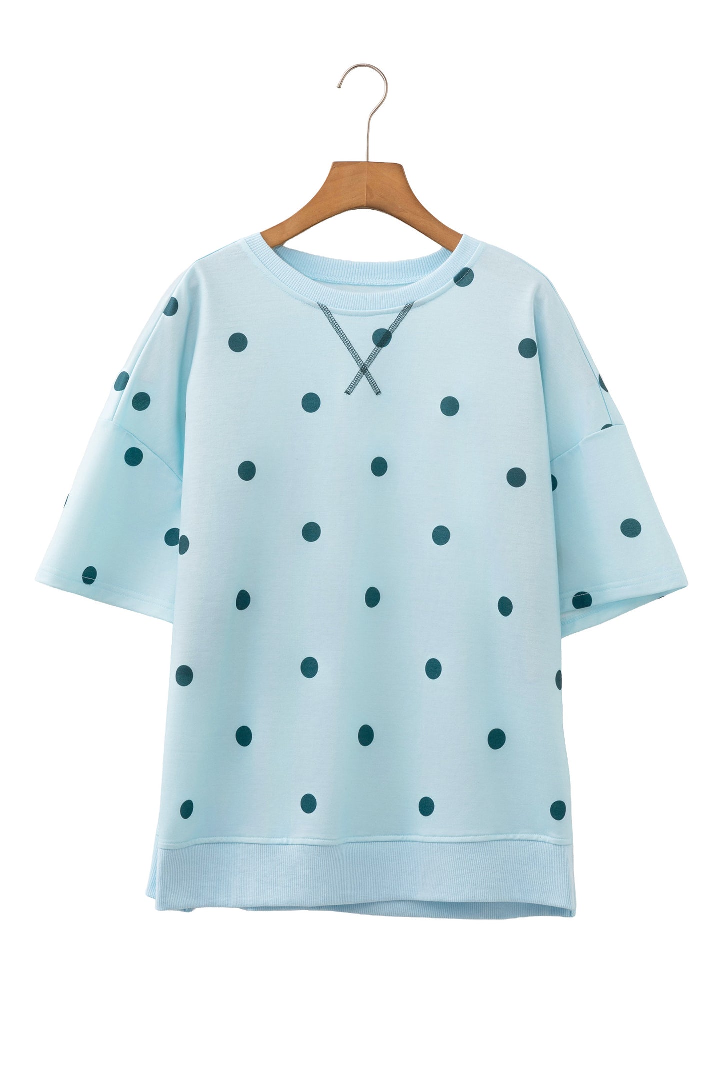 Yellow Polka Dot Print Crossed Seam Detail Oversize Tee