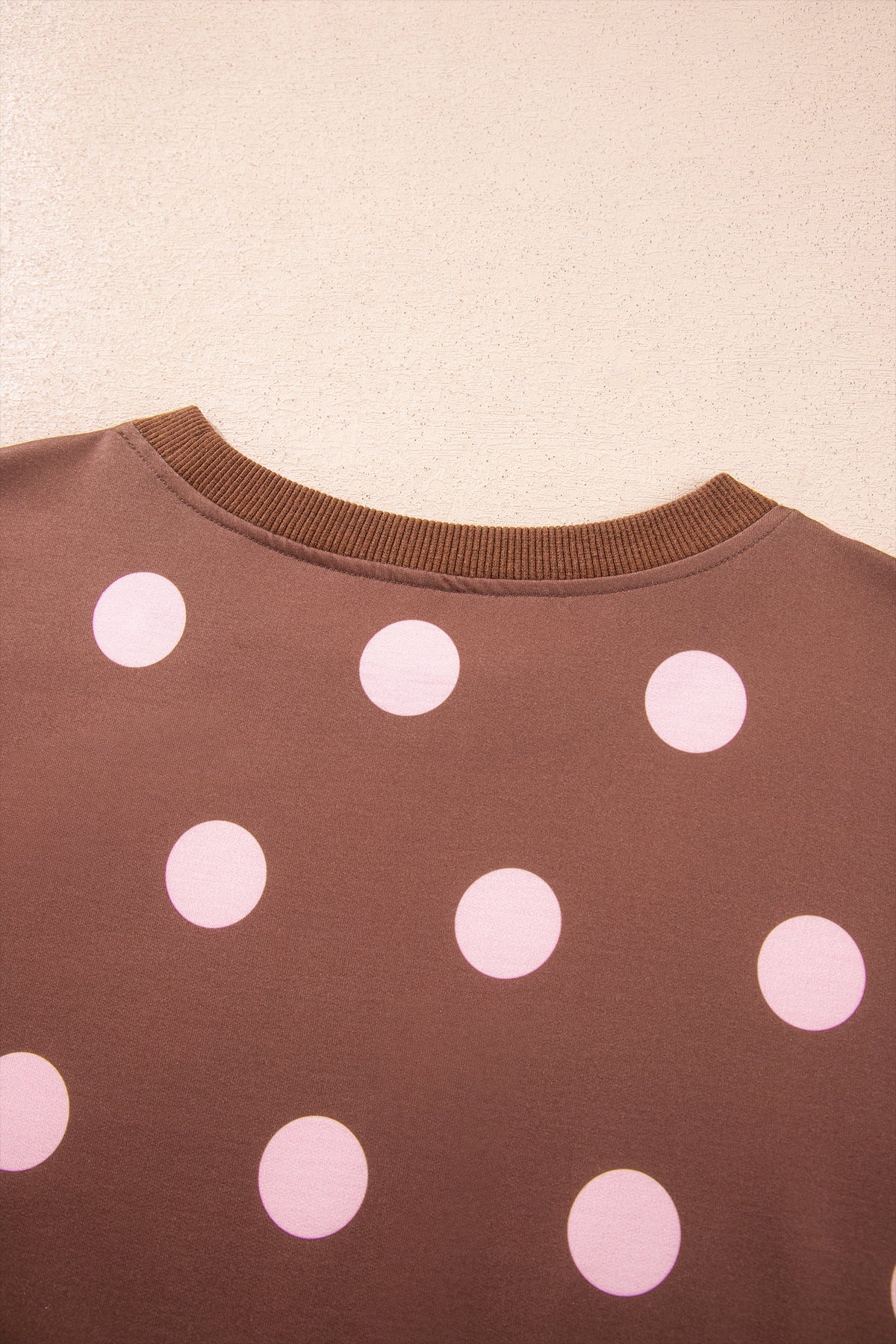 Brown Polka Dot Two Piece Set Long Sleeve Casual Skirt Set