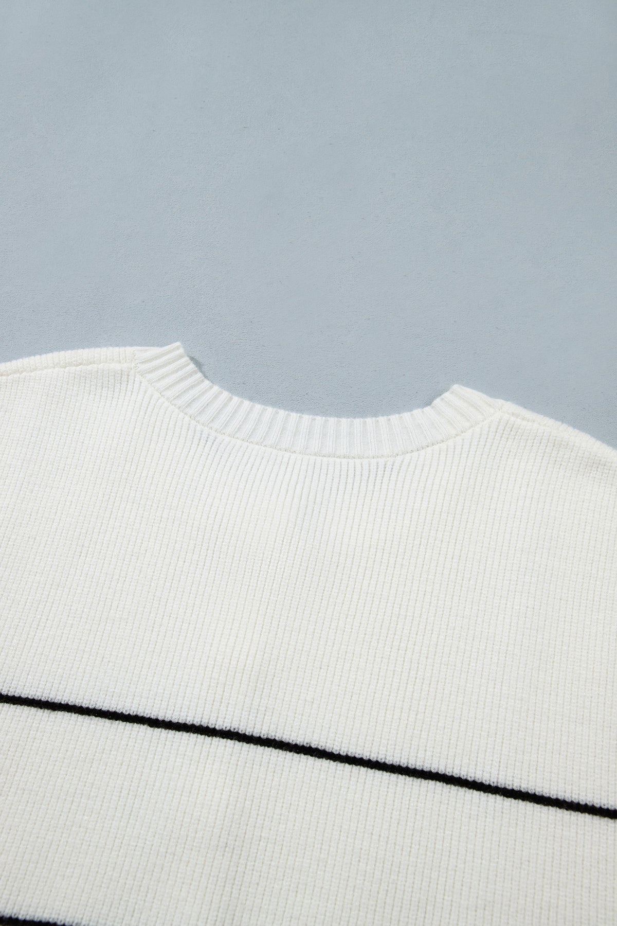 White Stripe Short Sleeve Button Front Shift Cardigan