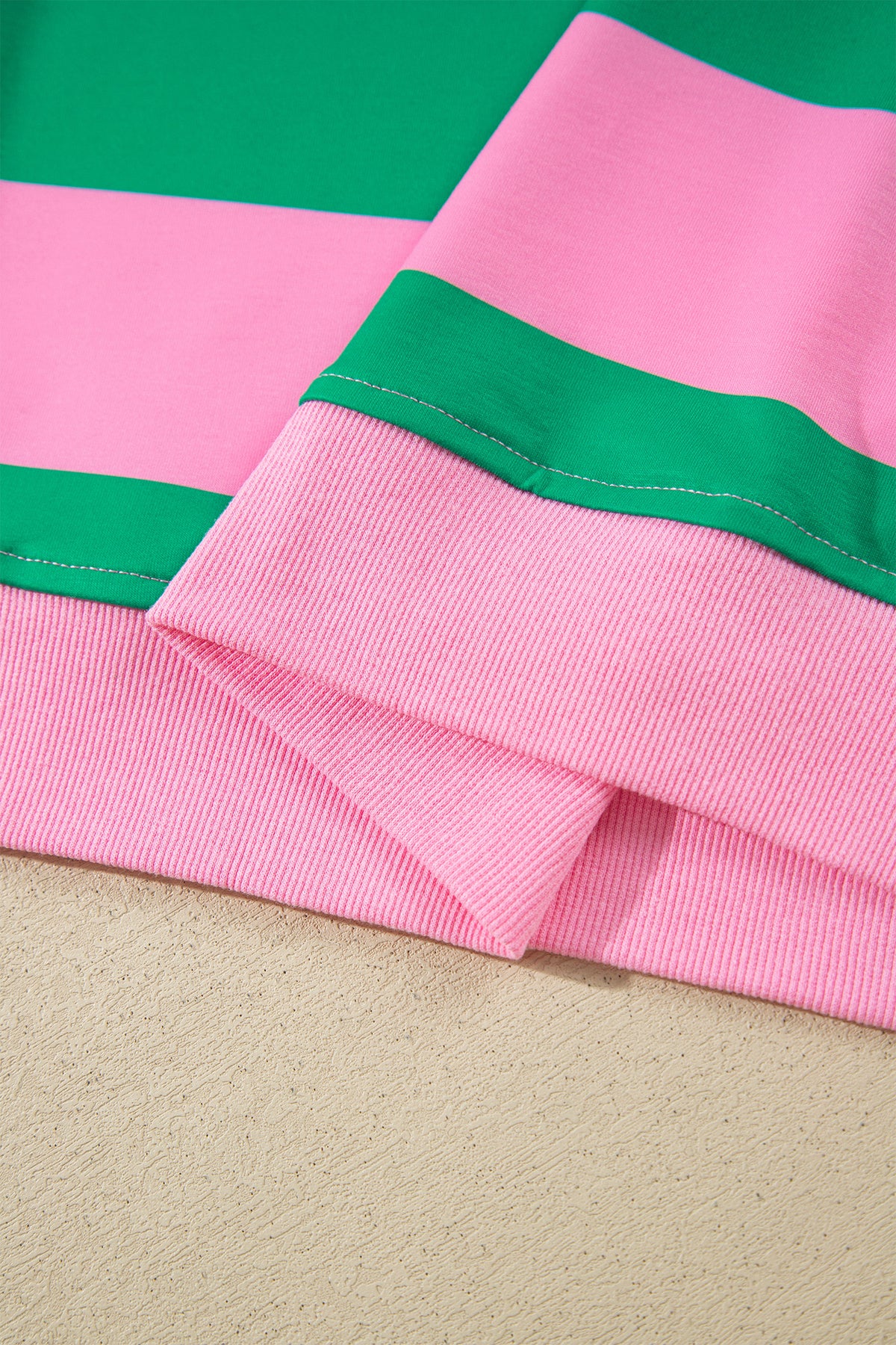 Green Stripe holly jolly Letter Embroidered Pullover Sweatshirt