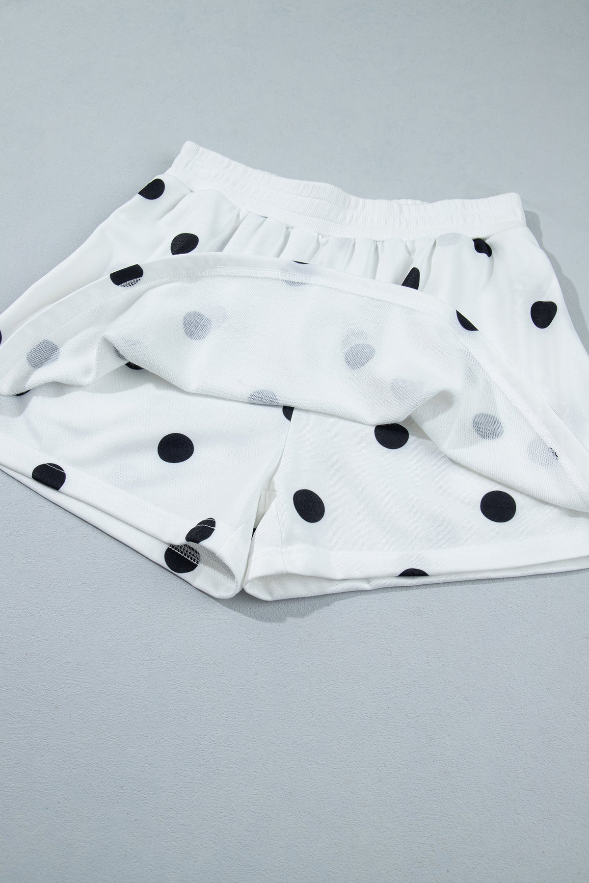Red Polka Dot Raw Hem Relaxed Pullover Loose Skort Two Piece Set