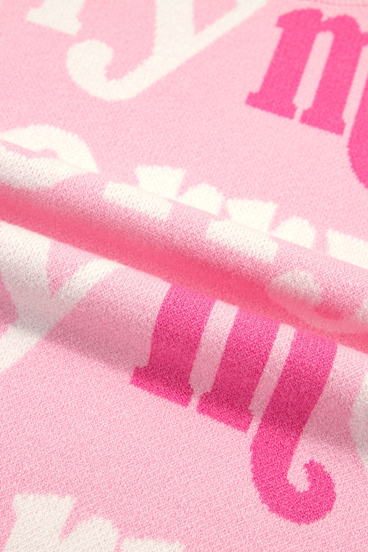 Pink All Over Merry Me Graphic Round Neck Knit Sweater