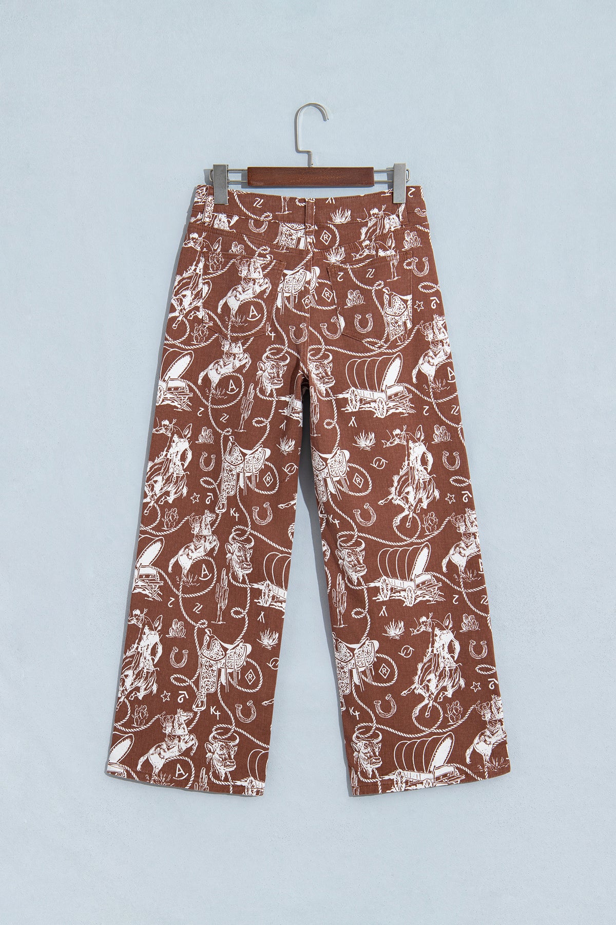 Khaki Patchwork Print Casual Shift Jeans