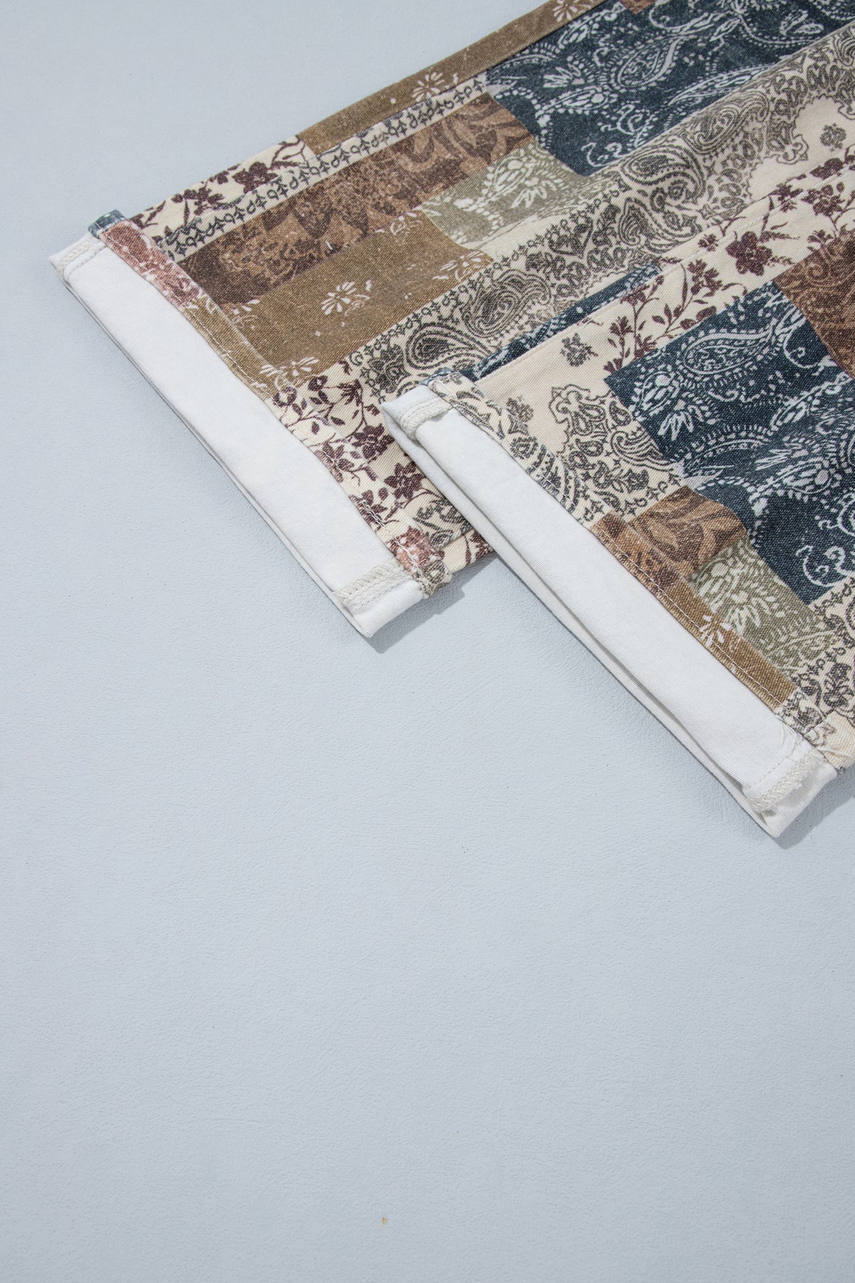 Khaki Patchwork Print Casual Shift Jeans