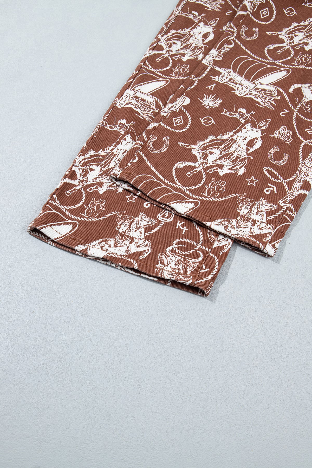Khaki Patchwork Print Casual Shift Jeans
