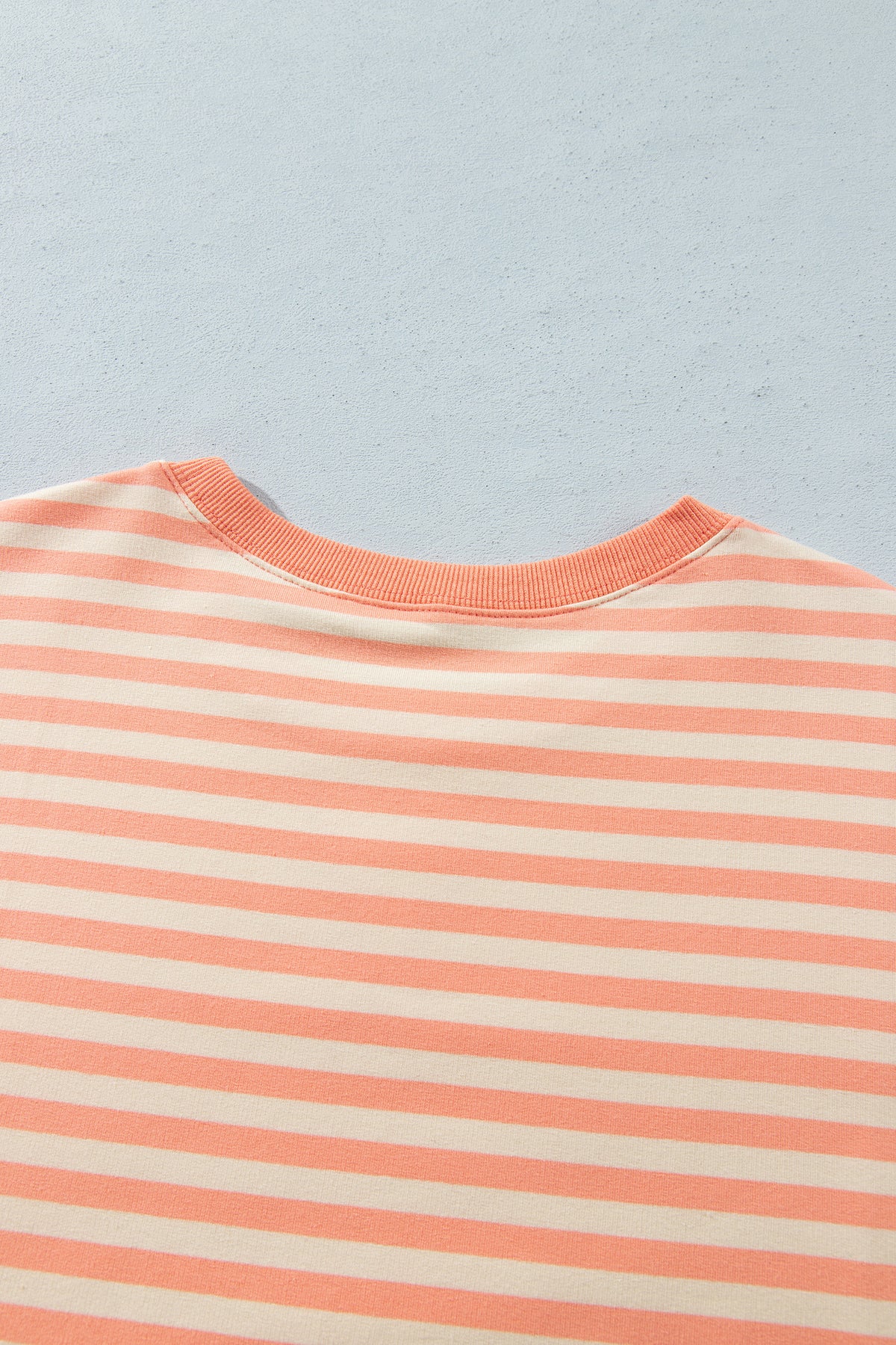 Grapefruit Orange Drop Shoulder Long Sleeve Pullover Elastic Waist Casual Short Set