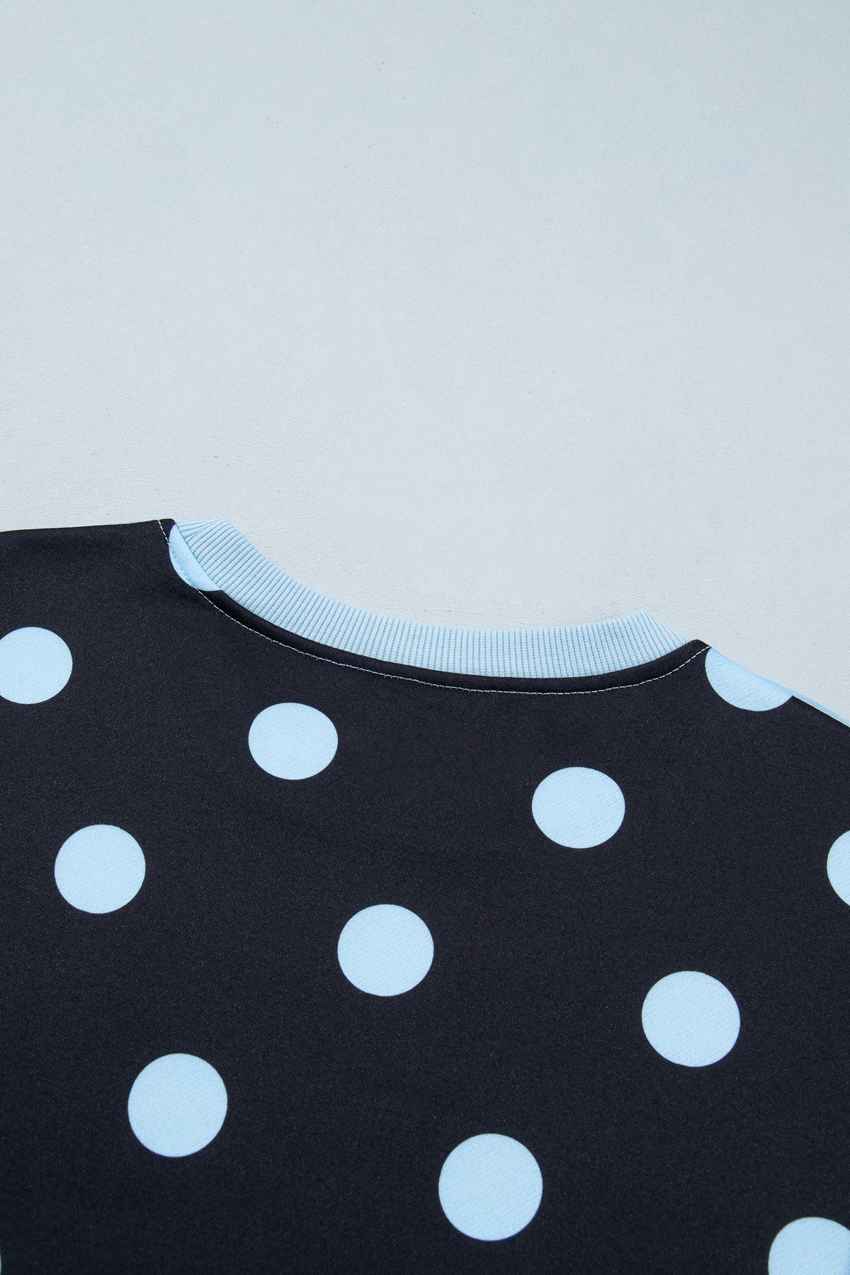 White Polka Dot Contrast Patchwork Round Neck Baggy Sweatshirt