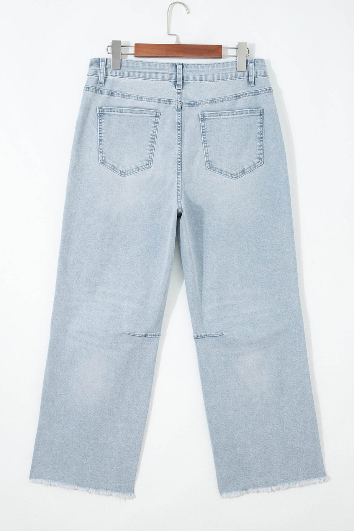 Beau Blue Sequin Bow Football Patches Raw Cut Ankle Length Jeans