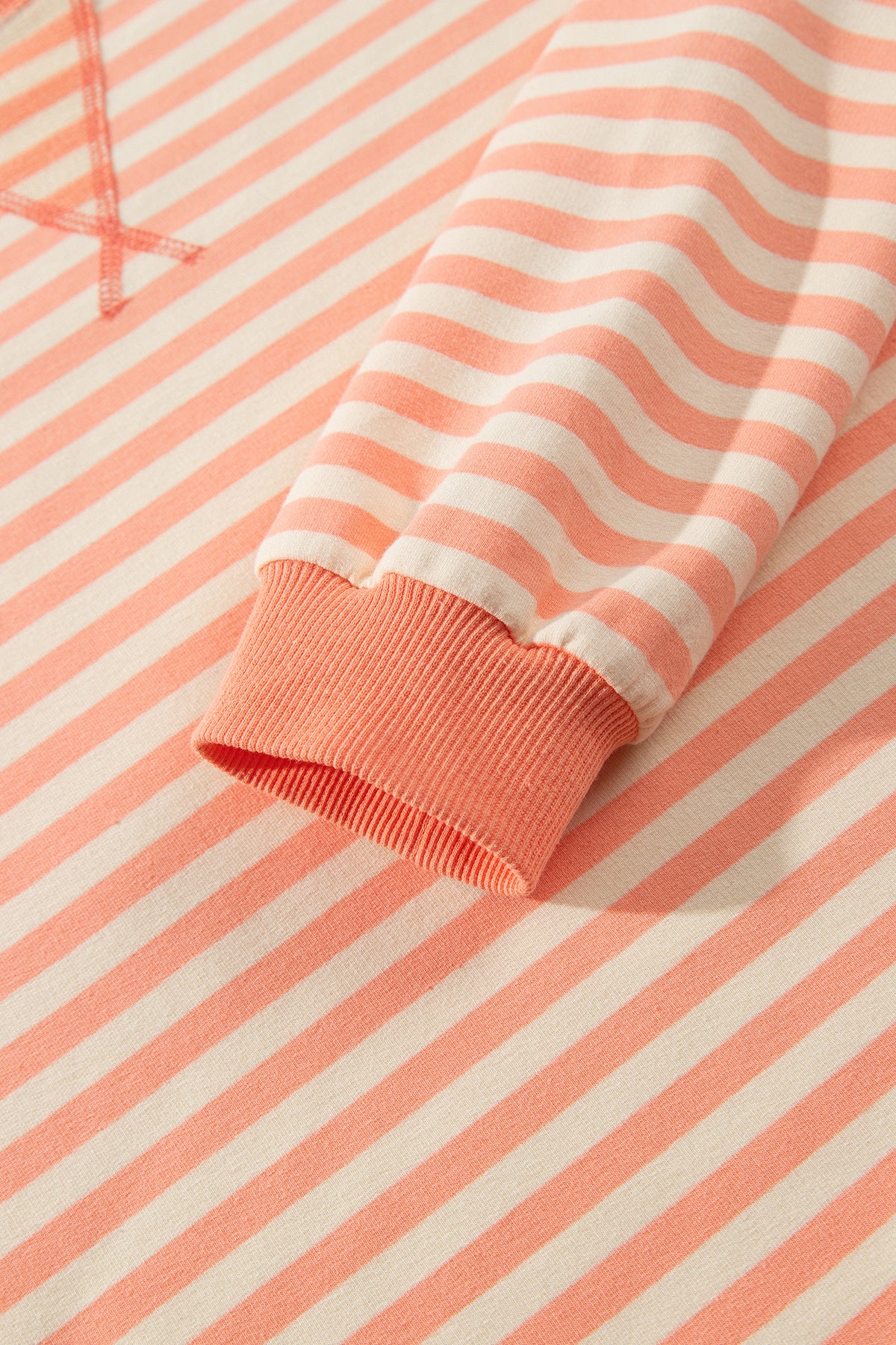 Grapefruit Orange Drop Shoulder Long Sleeve Pullover Elastic Waist Casual Short Set