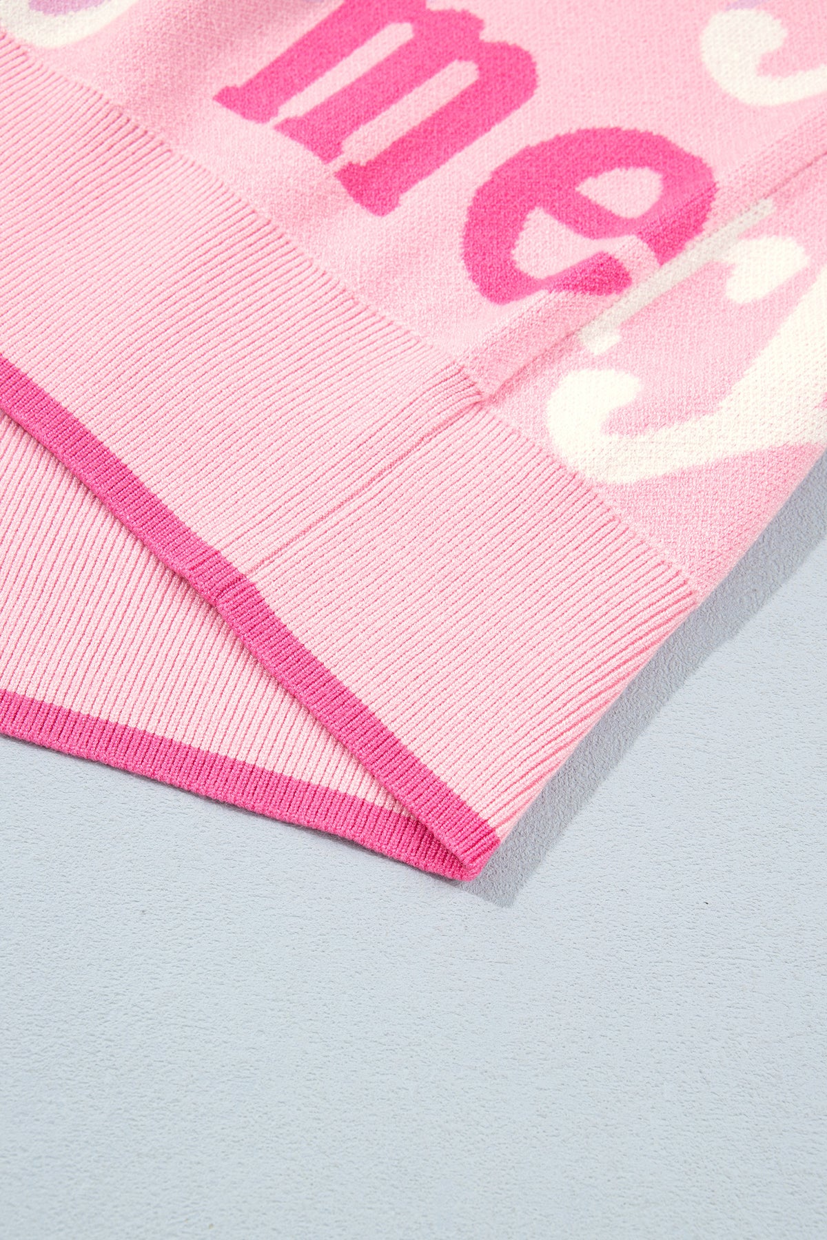 Pink All Over Merry Me Graphic Round Neck Knit Sweater
